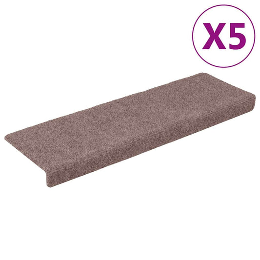 vidaXL Αυτοκόλλητα Πατάκια Σκαλιών 5 τεμ. Ανοιχτό Καφέ 65x21x4 εκ. με Ορθογώνια Άκρη