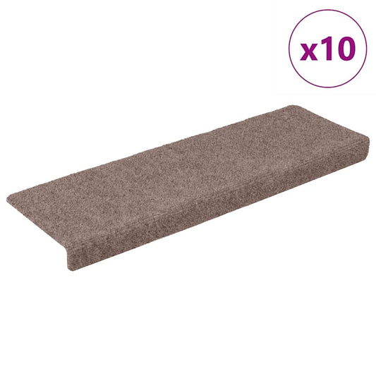 vidaXL Πατάκια Σκαλιών Αυτοκόλλητα 10 τεμ. 65x21x4 εκ. Ανοιχτό Καφέ Ορθογώνια Άκρη