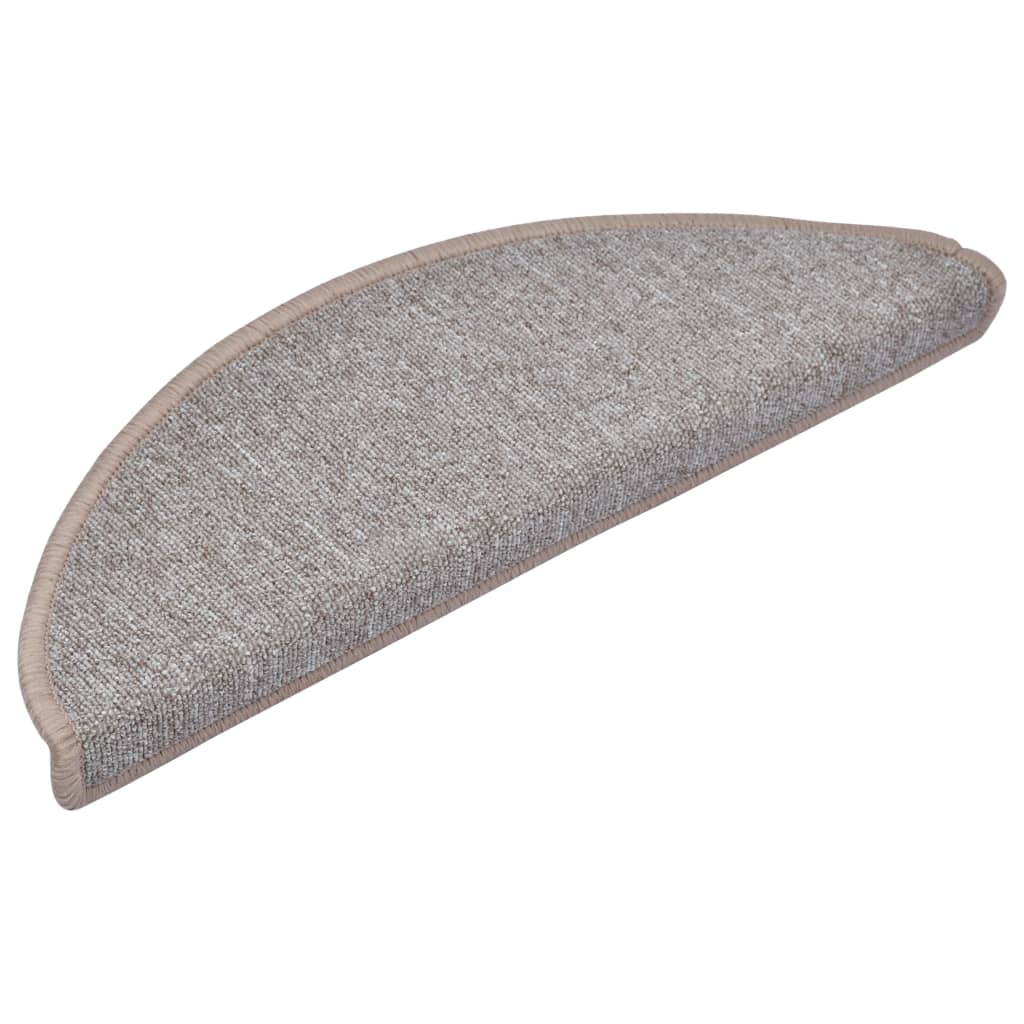 vidaXL Πατάκια Σκαλιών 10 τεμ. Ανοιχτό Καφέ Ημίστρογγυλά Μεγάλα 65x24x4 εκ.