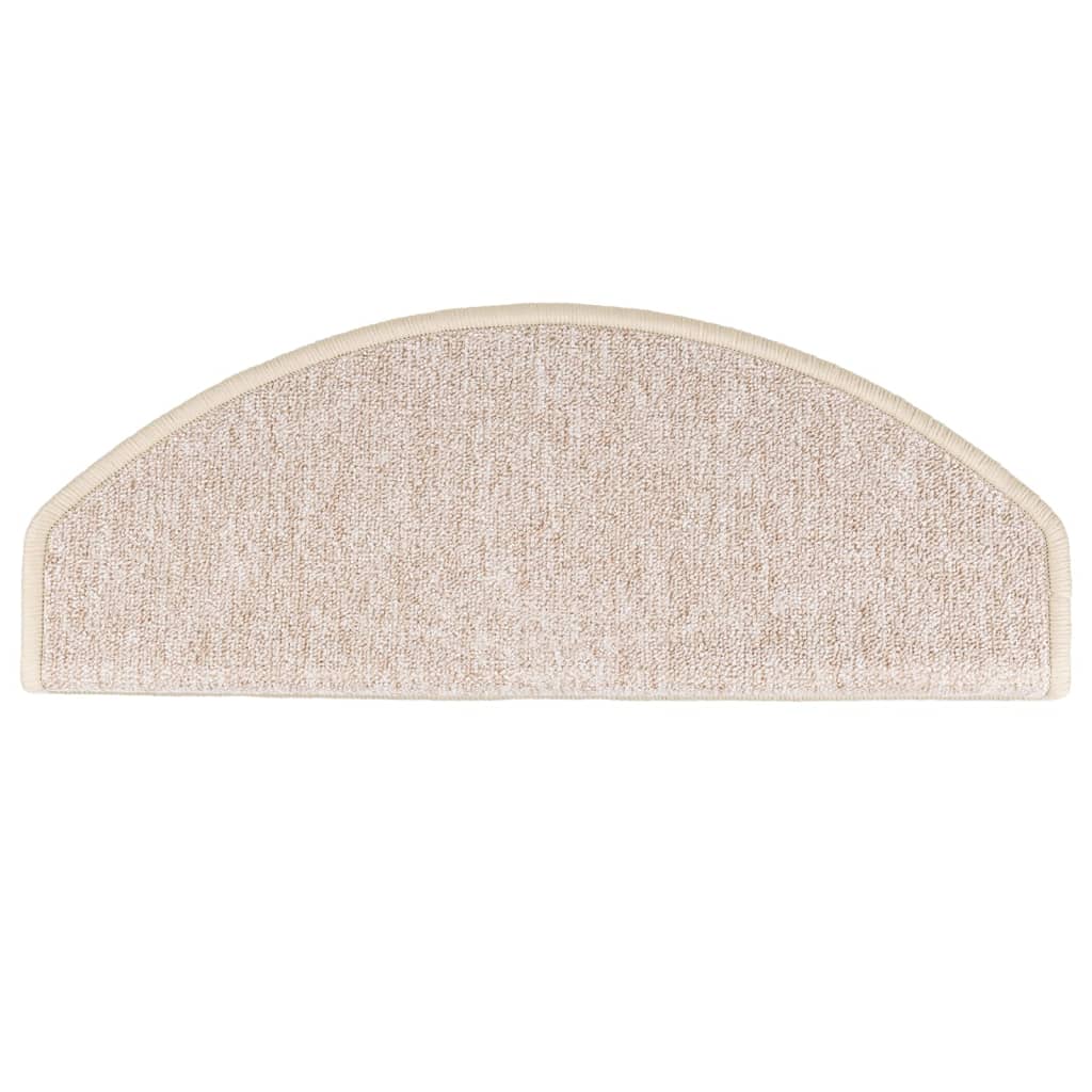 vidaXL Πατάκια Σκαλιών 10 τεμ. Μεγάλα Μπεζ-Μπεζ-Ημί-Στρογγυλά 65x24x4 εκ.