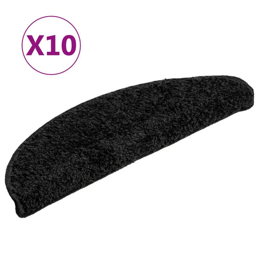 vidaXL Πατάκια Σκαλιών 10 τεμ. Μαύρα Ημίκυκλα 56x17x3 εκ.