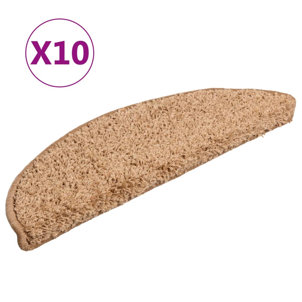 vidaXL Πατάκια Σκαλιών 10 τεμ. Μπεζ Ημίκυκλα 56x17x3 εκ.