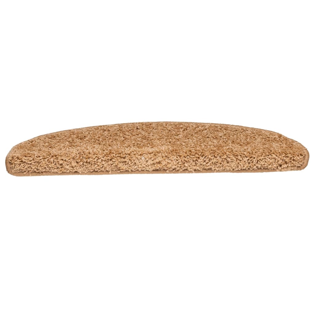 vidaXL Πατάκια Σκαλιών 10 τεμ. Μπεζ Ημίστρογγυλά Μεγάλα 65x21x4 εκ.