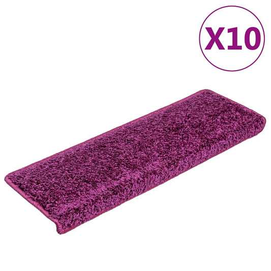 vidaXL Πατάκια Σκαλιών 10 τεμ. Μωβ Ορθογώνια Άκρη 65x21x4 εκ.