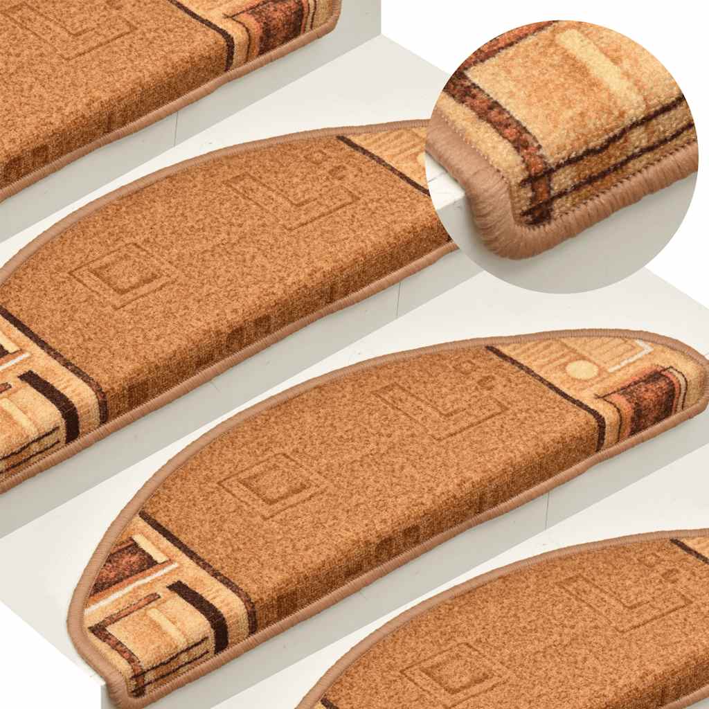 vidaXL Πατάκια Σκάλας Αυτοκόλλητα 5 τεμ. Μπεζ 65x21x4 εκ.