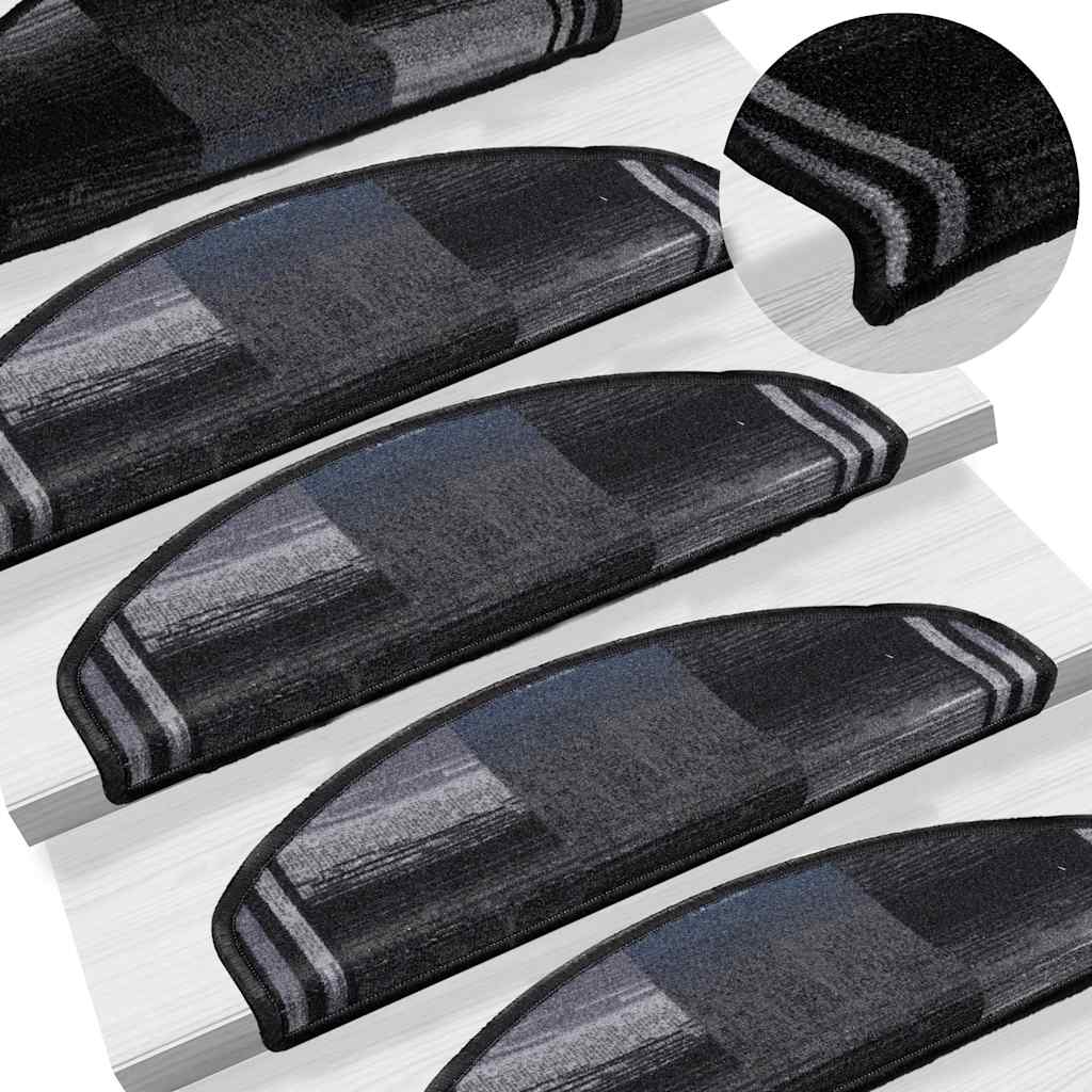 vidaXL Πατάκια Σκάλας Αυτοκόλλητα 10 τεμ. Μαύρα/Γκρι 65x21x4 εκ.