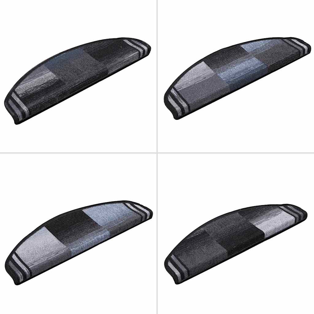 vidaXL Πατάκια Σκάλας Αυτοκόλλητα 10 τεμ. Μαύρα/Γκρι 65x21x4 εκ.