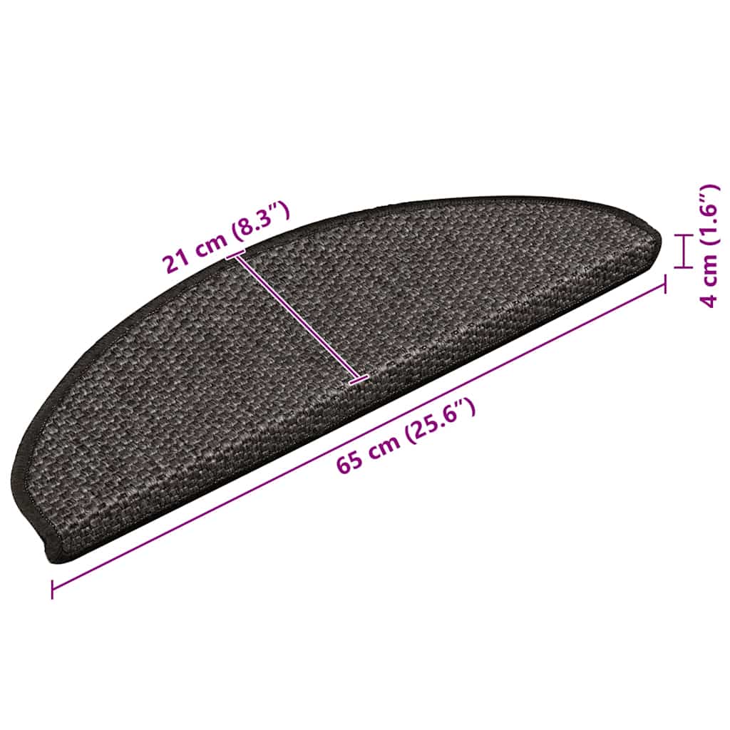 vidaXL Πατάκια Σκάλας Αυτοκόλ. 15 τεμ. Όψη Σιζάλ Ανθρακί 65x21x4 εκ.