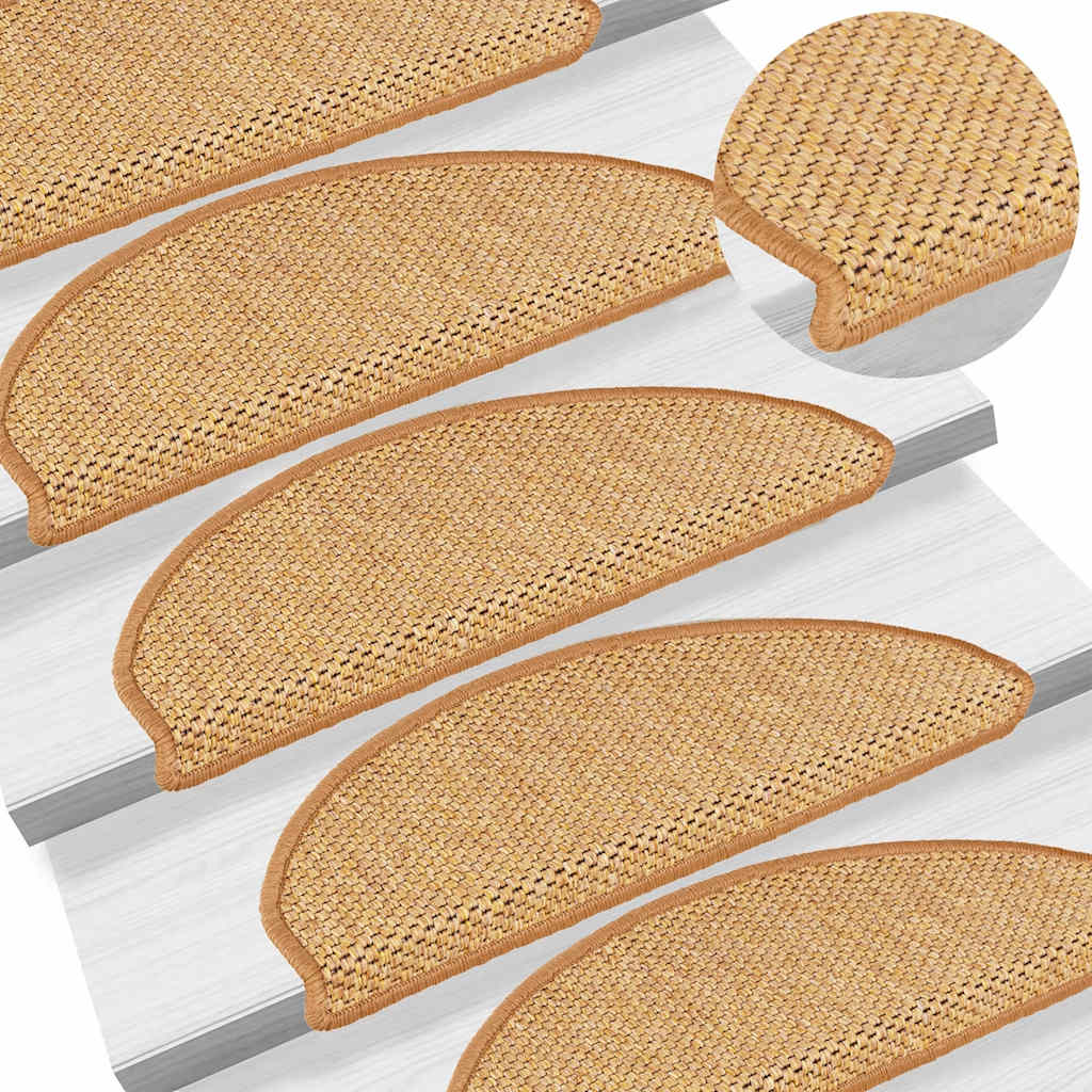 vidaXL Πατάκια Σκάλας Αυτοκόλ. 15 τεμ. Όψη Σιζάλ Χρ. Σιζάλ 65x21x4 εκ.