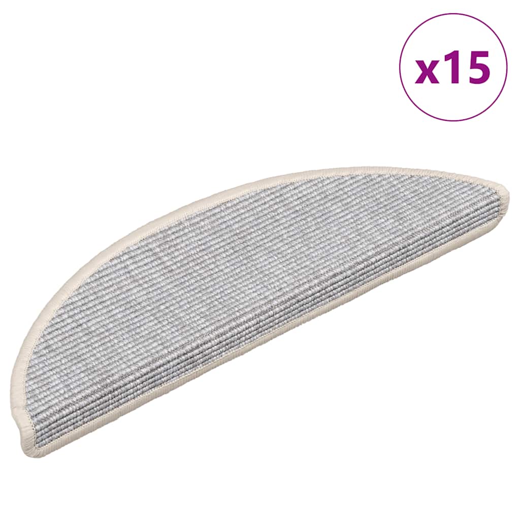 vidaXL Πατάκια Σκαλοπατιών 15 τεμ. Ασημί Ημίστρογγυλά 56x17x3 εκ.