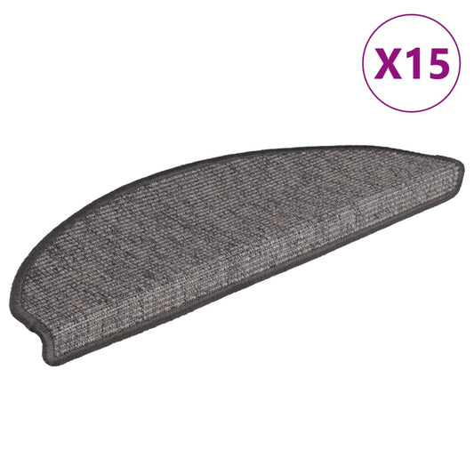 vidaXL Πατάκια Σκαλιών 15 τεμ. Μεγάλα Μπεζ και Γκρι Ημίστρογγυλά 65x21x4 εκ.