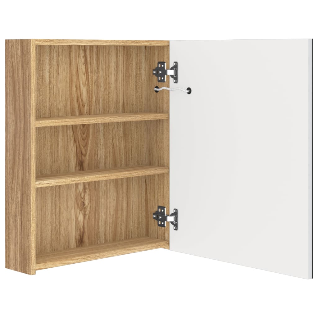 vidaXL Καθρέφτης Μπάνιου με Ντουλάπι & LED Λευκό και Δρυς 50x14x60 εκ.