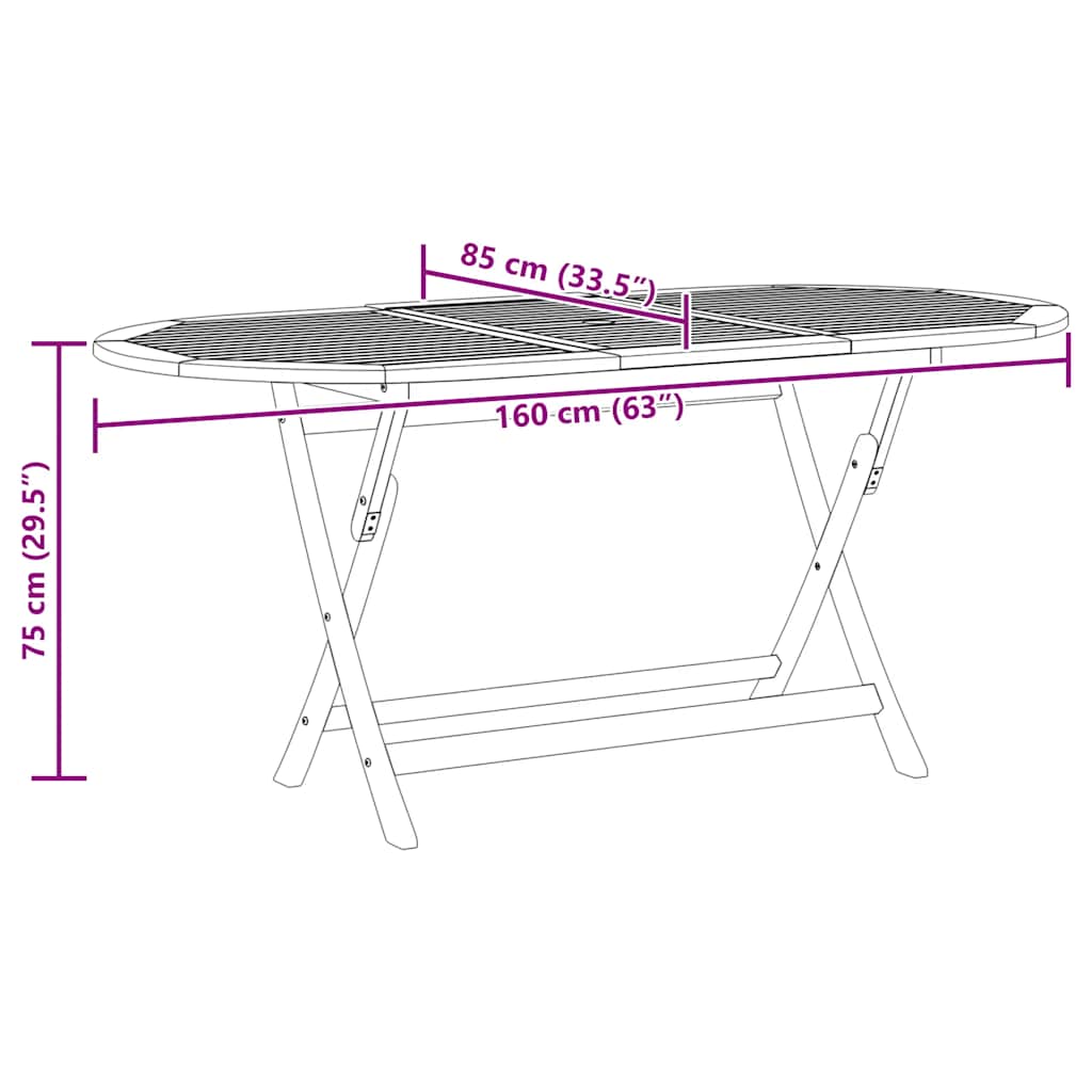 vidaXL Τραπέζι Κήπου Πτυσσόμενο 160 x 85 x 75 εκ Μασίφ Ξύλο Ευκαλύπτου