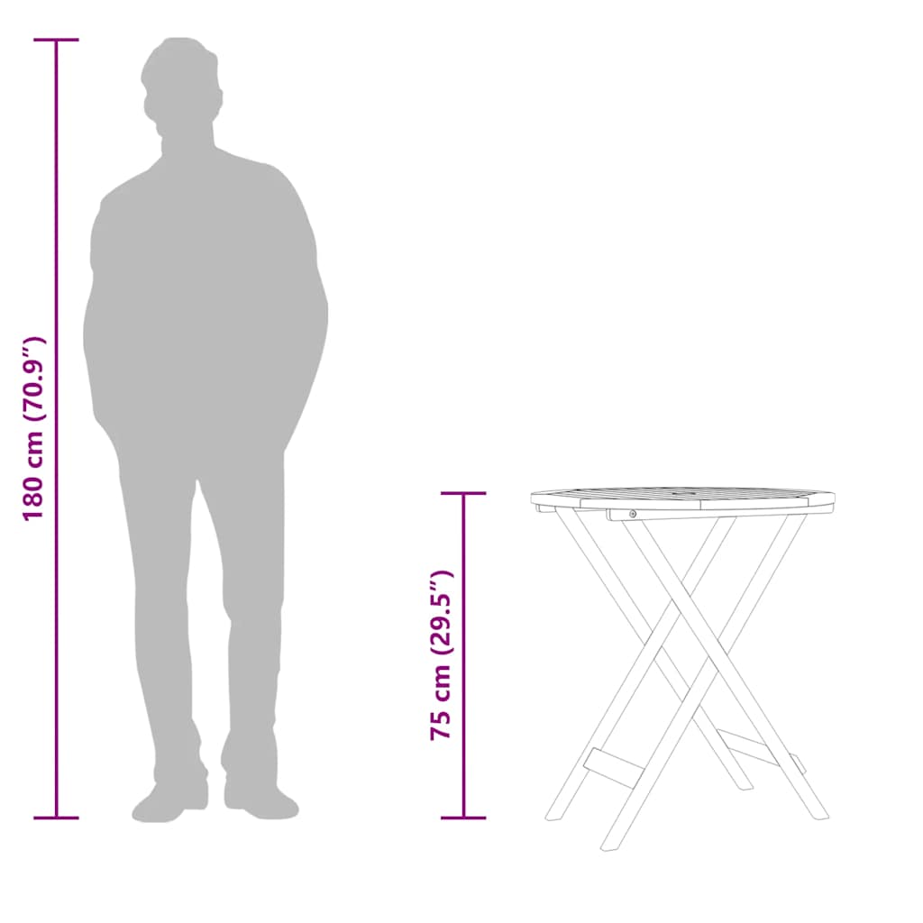 vidaXL Τραπέζι Κήπου Πτυσσόμενο Ø60x75 εκ. από Μασίφ Ξύλο Ευκαλύπτου