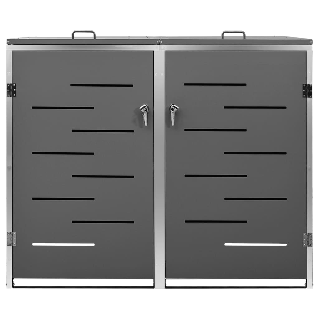 vidaXL Πλαίσιο Κάδων Απορρ. Διπλό με Ρόδες 138x77,5x112,5 εκ Αν. Ατσα.