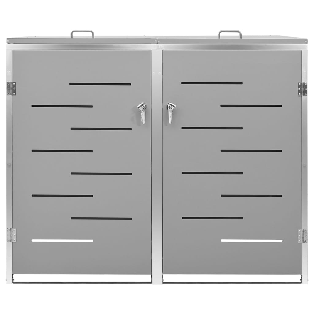 vidaXL Πλαίσιο Κάδων Απορρ. Διπλό με Ρόδες 138x77,5x112,5 εκ Αν. Ατσα.