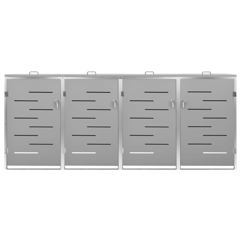 vidaXL Πλαίσιο Κάδων Απορρ. Τετραπλό Ρόδες 276,5x77,5x112,5εκ Αν. Ατσ.