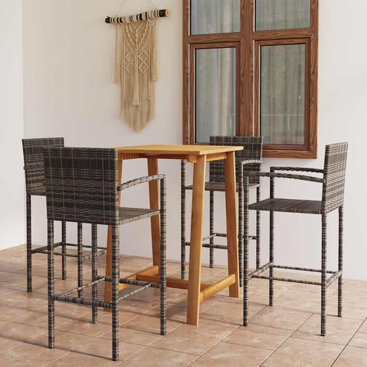 vidaXL Σετ Επίπλων Μπαρ Κήπου 5 Τεμαχίων Γκρι
