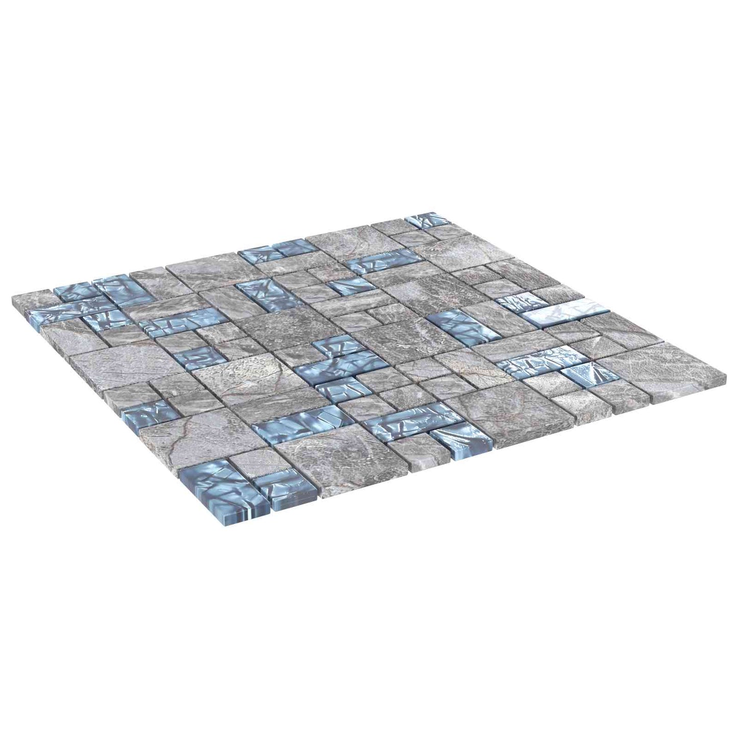 vidaXL Μωσαϊκό Πλακάκι 22 τμχ. 50 x 50 cm Γκρι και Μπλε Γυαλί