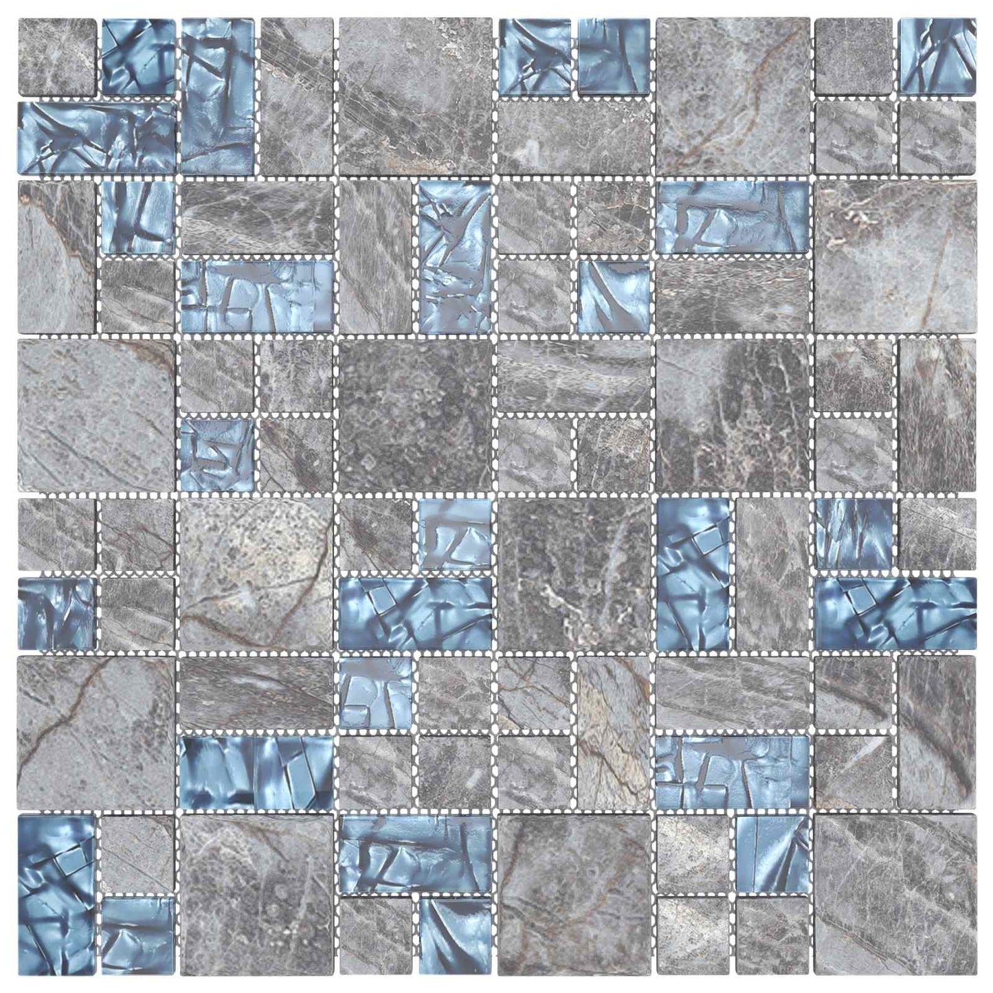 vidaXL Μωσαϊκό Πλακάκι 22 τμχ. 50 x 50 cm Γκρι και Μπλε Γυαλί