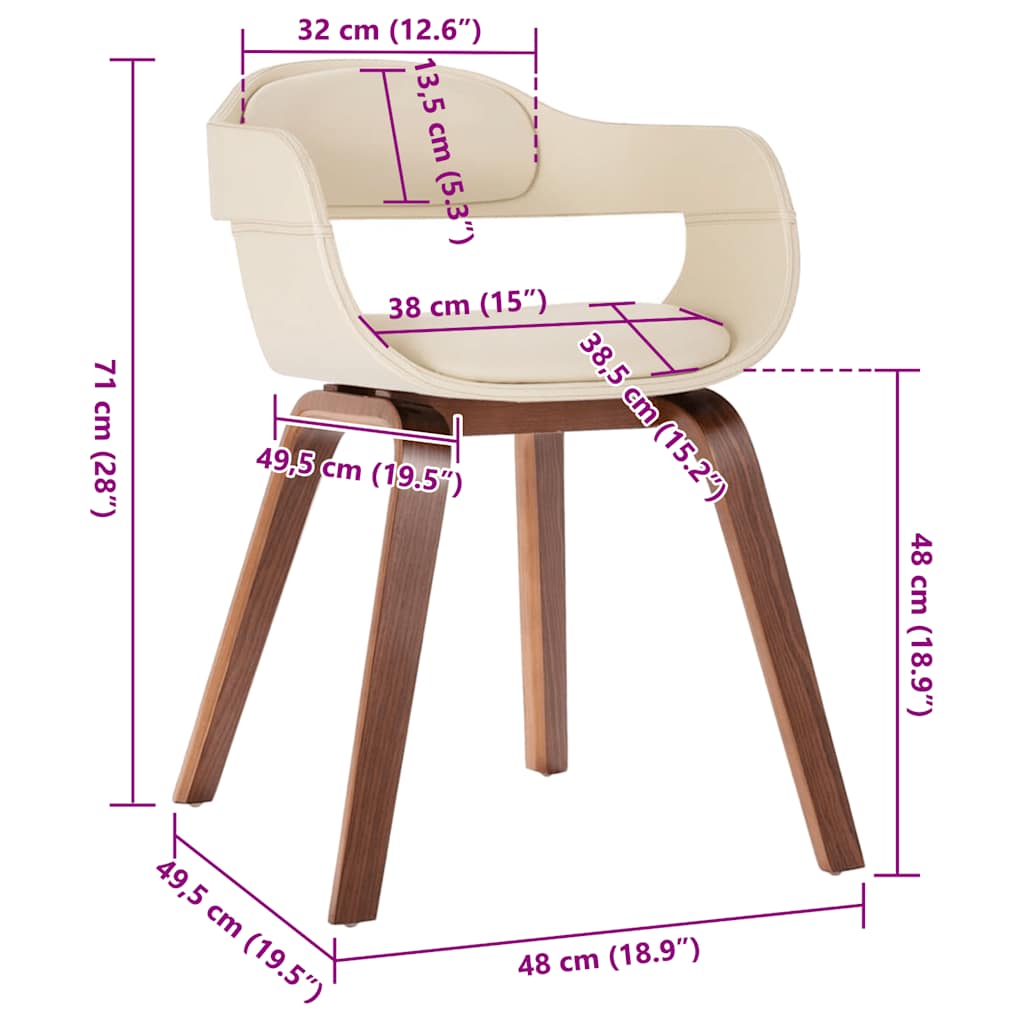 vidaXL Καρέκλα Τραπεζαρίας Λευκή από Λυγισμένο Ξύλο / Συνθετικό Δέρμα