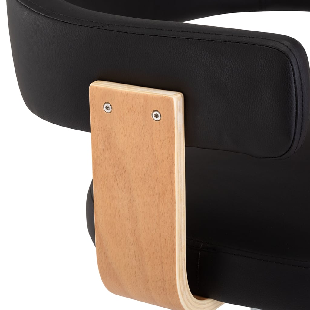 vidaXL Σκαμπό Μπαρ 2 τεμ. Μαύρα από Λυγισμένο Ξύλο και Συνθετικό Δέρμα