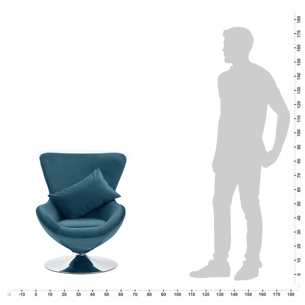 vidaXL Πολυθρόνα Egg Περιστρεφόμενη Μπλε Βελούδινη με Μαξιλάρι