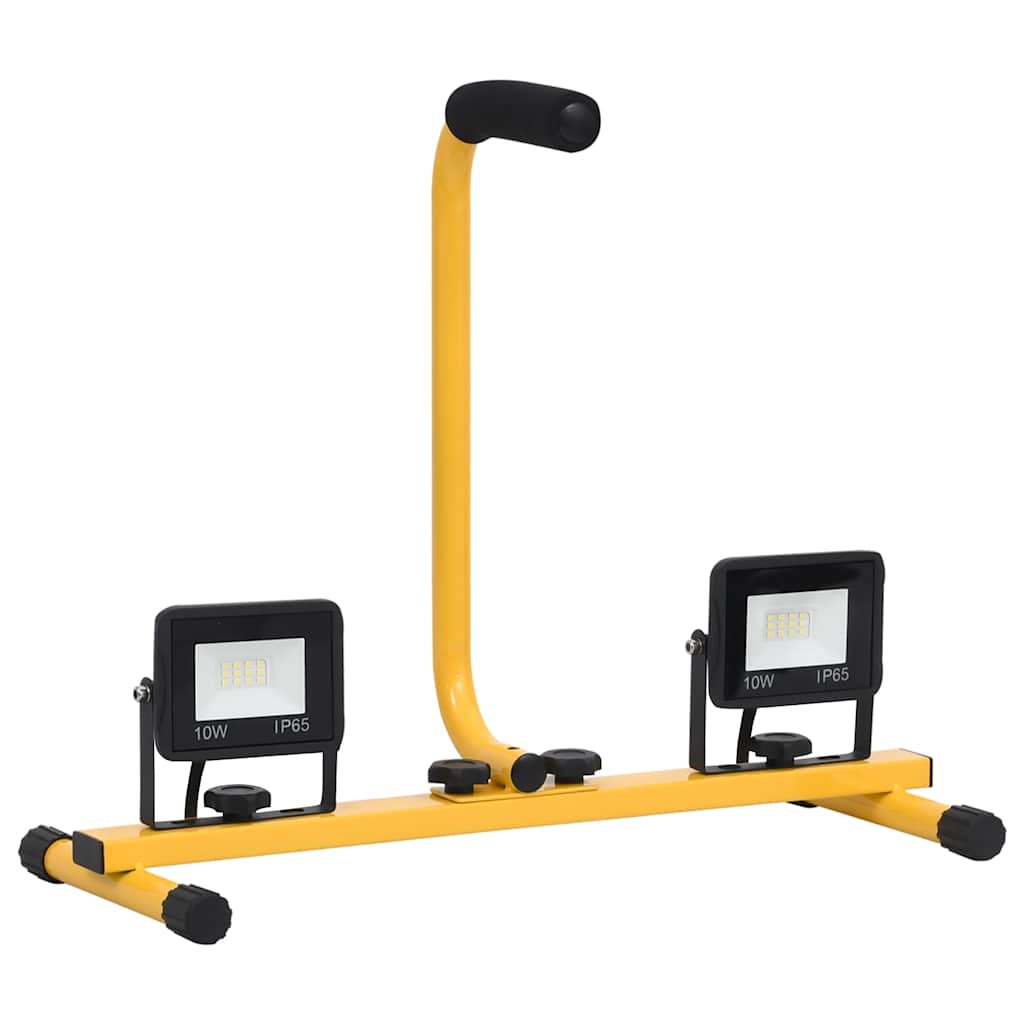 vidaXL Προβολέας LED με Λαβή Θερμό Λευκό 2 x 10 W