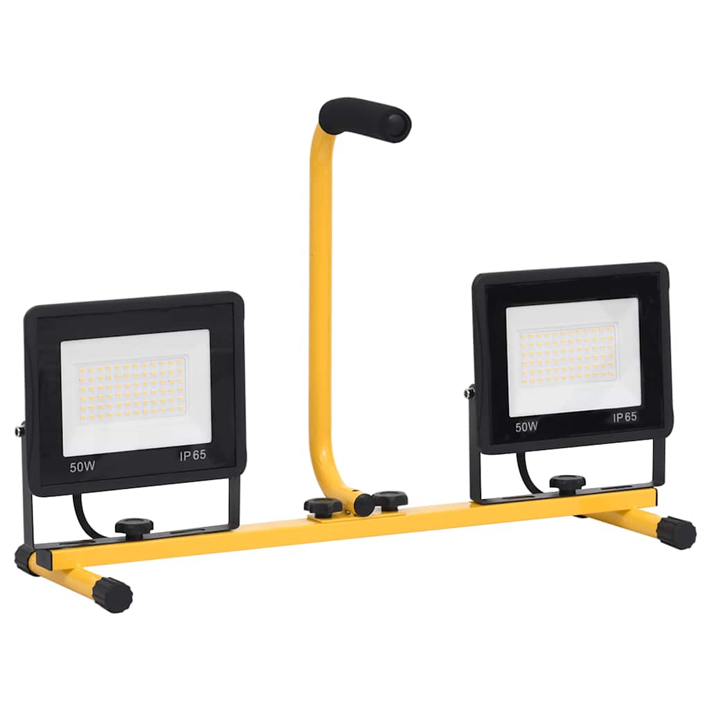 vidaXL Προβολέας LED με Λαβή Θερμό Λευκό 2 x 50 W