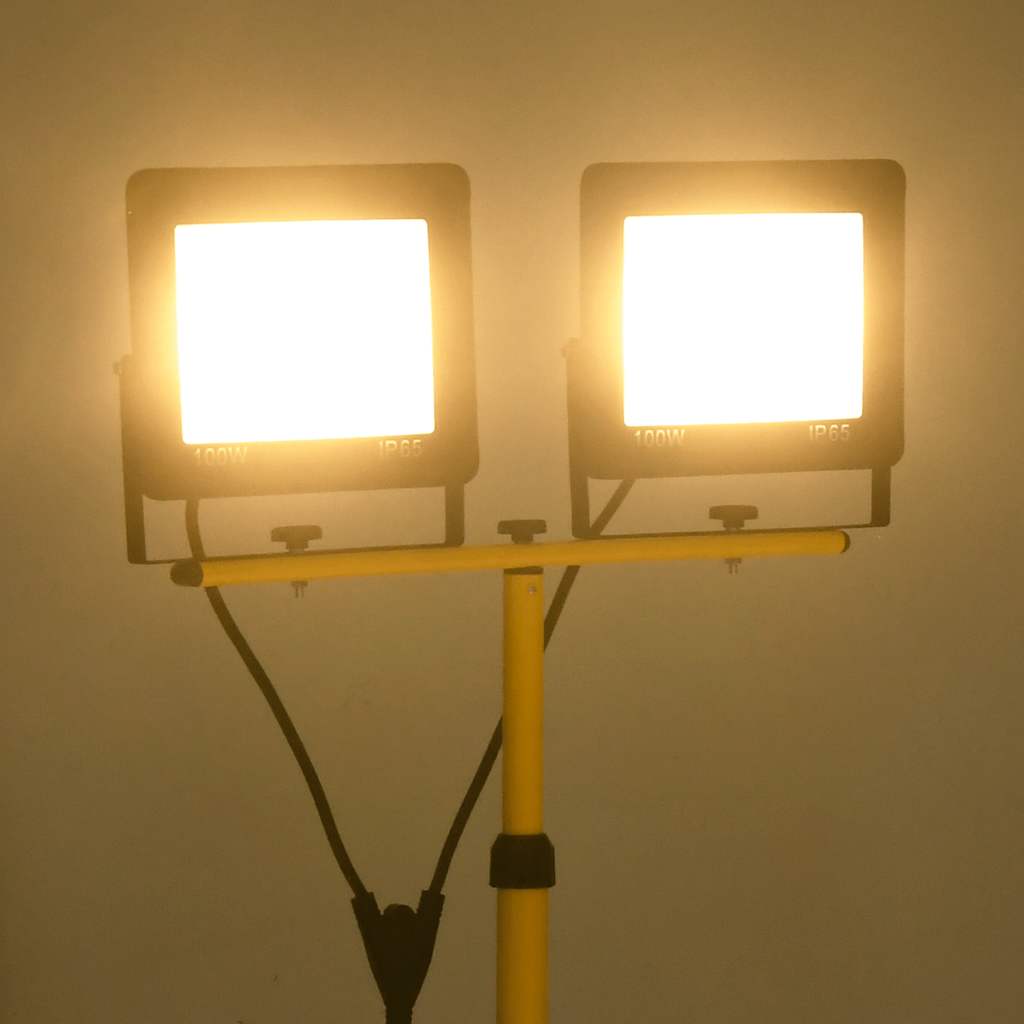vidaXL Προβολέας LED με Τρίποδο Θερμό Λευκό 2 x 100 W