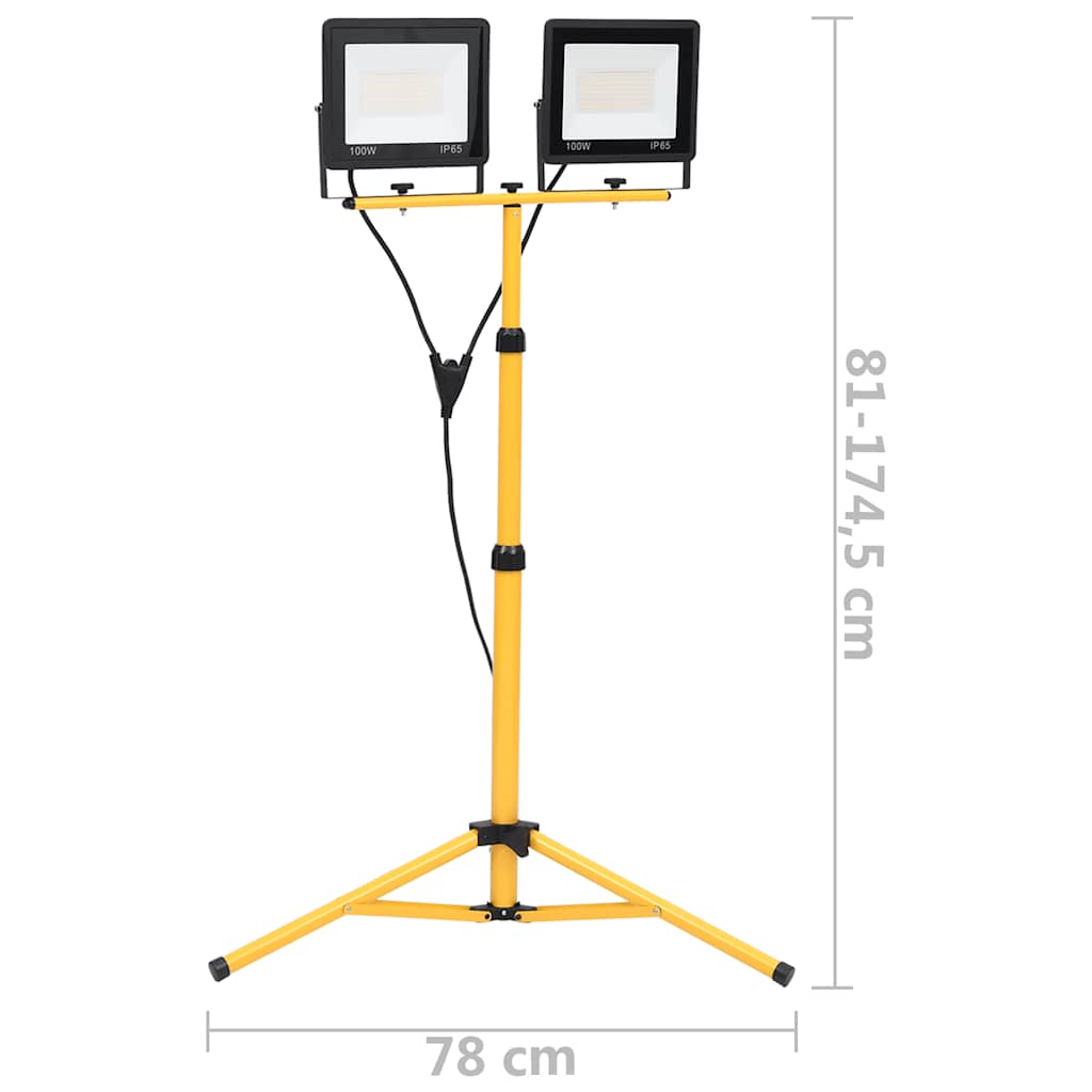 vidaXL Προβολέας LED με Τρίποδο Θερμό Λευκό 2 x 100 W