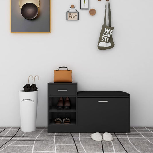 vidaXL Παπουτσοθήκη Γυαλ. Μαύρη 94,5 x 31 x 57 εκ. από Επεξ. Ξύλο