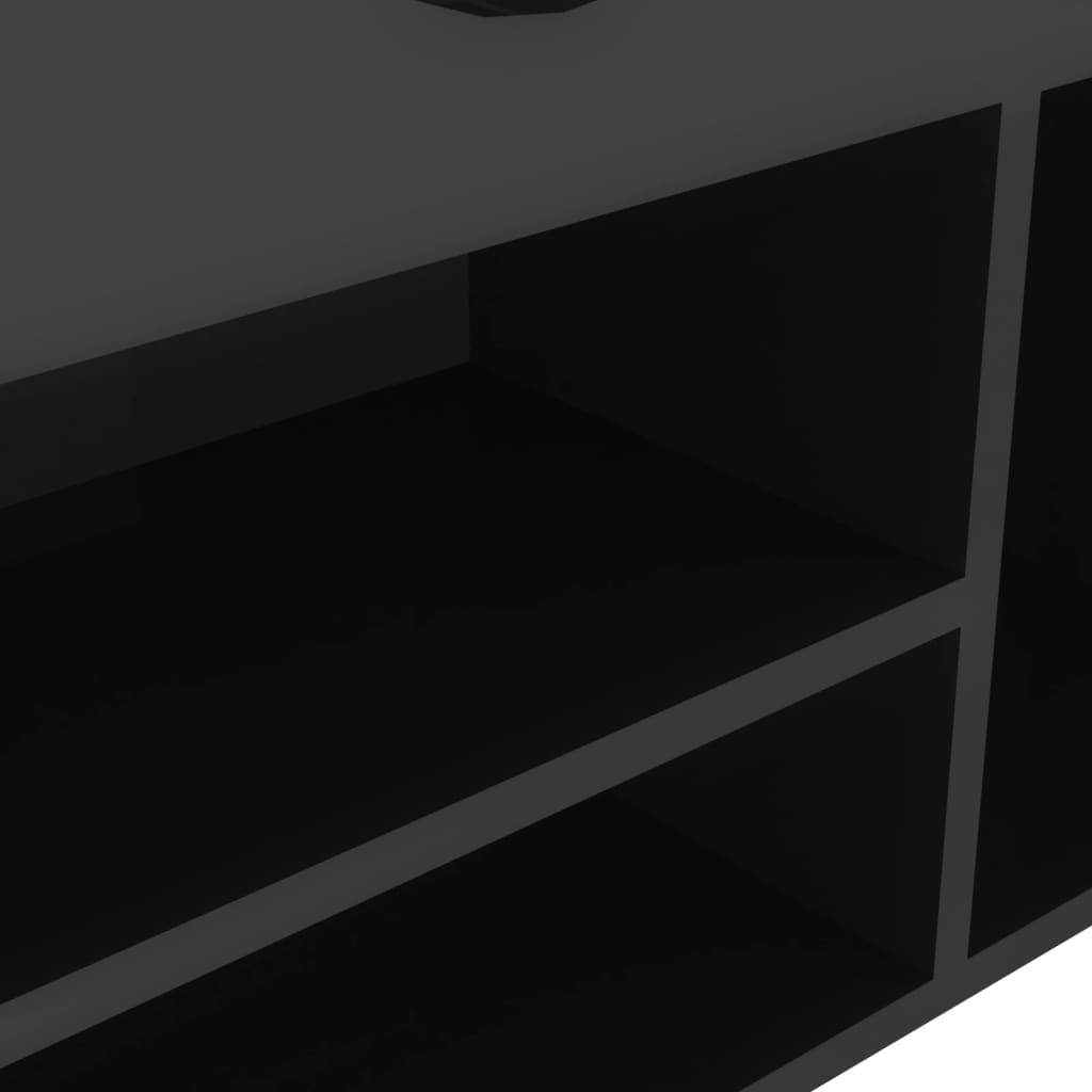 vidaXL Παπουτσοθήκη Γυαλ. Μαύρη 104x30x49εκ. Επεξ. Ξύλο με Μαξιλάρι