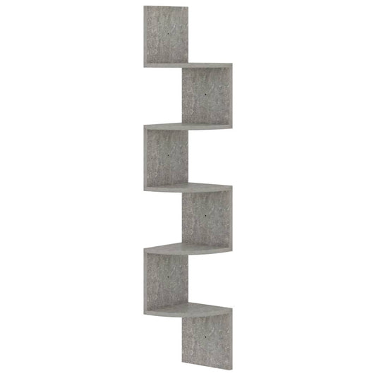 vidaXL Γωνιακή Ραφιέρα Τοίχου Γκρι Σκυρ. 19x19x123 εκ. από Επεξ. Ξύλο