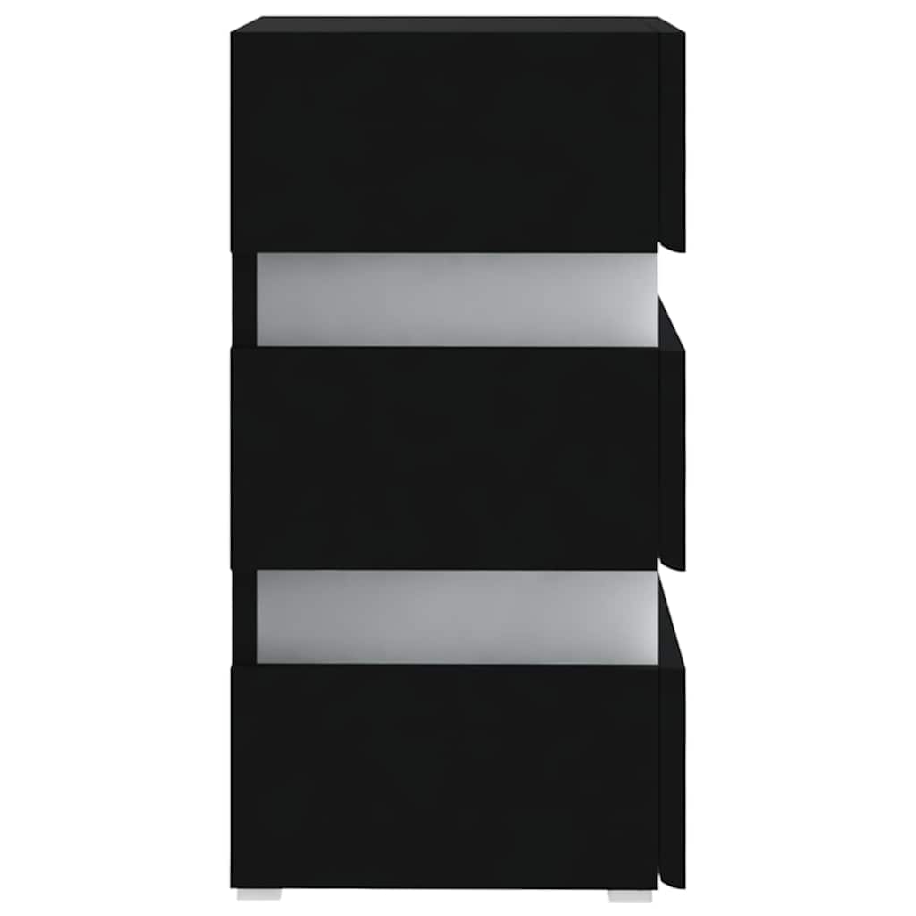 vidaXL Κομοδίνο με LED Μαύρο 45 x 35 x 67 εκ. από Επεξεργασμένο Ξύλο