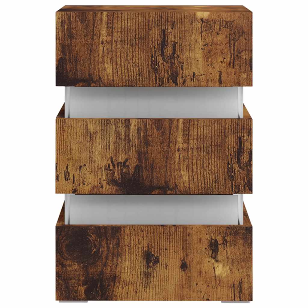 vidaXL Κομοδίνο με LED Καπνιστή Δρυς 45x35x67 εκ. Επεξεργασμένο Ξύλο