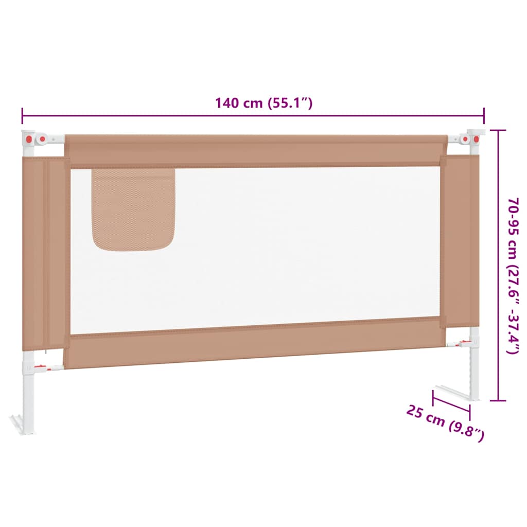 vidaXL Μπάρα Κρεβατιού Προστατευτική Taupe 140 x 25 εκ. Υφασμάτινη