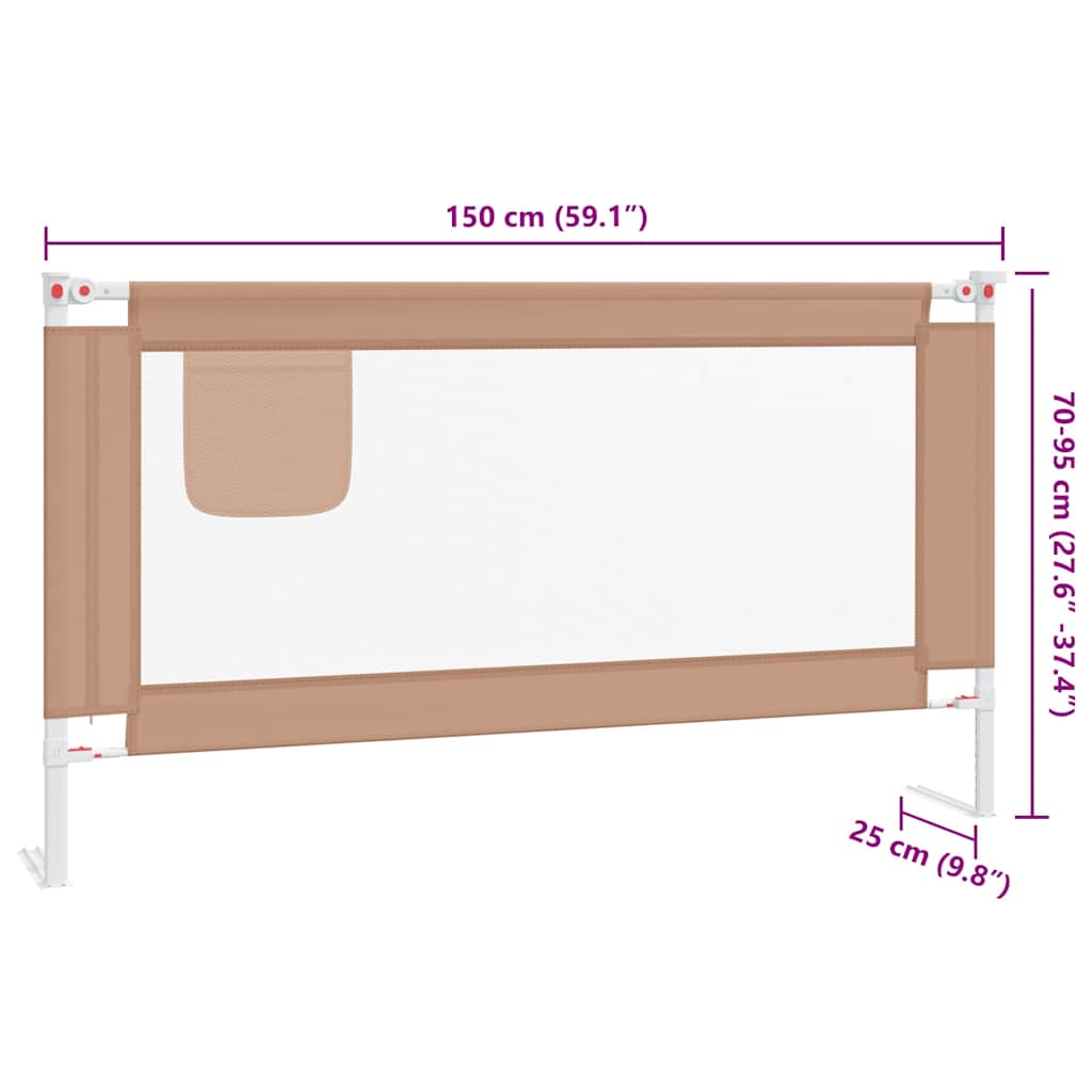 vidaXL Μπάρα Κρεβατιού Προστατευτική Taupe 150 x 25 εκ. Υφασμάτινη