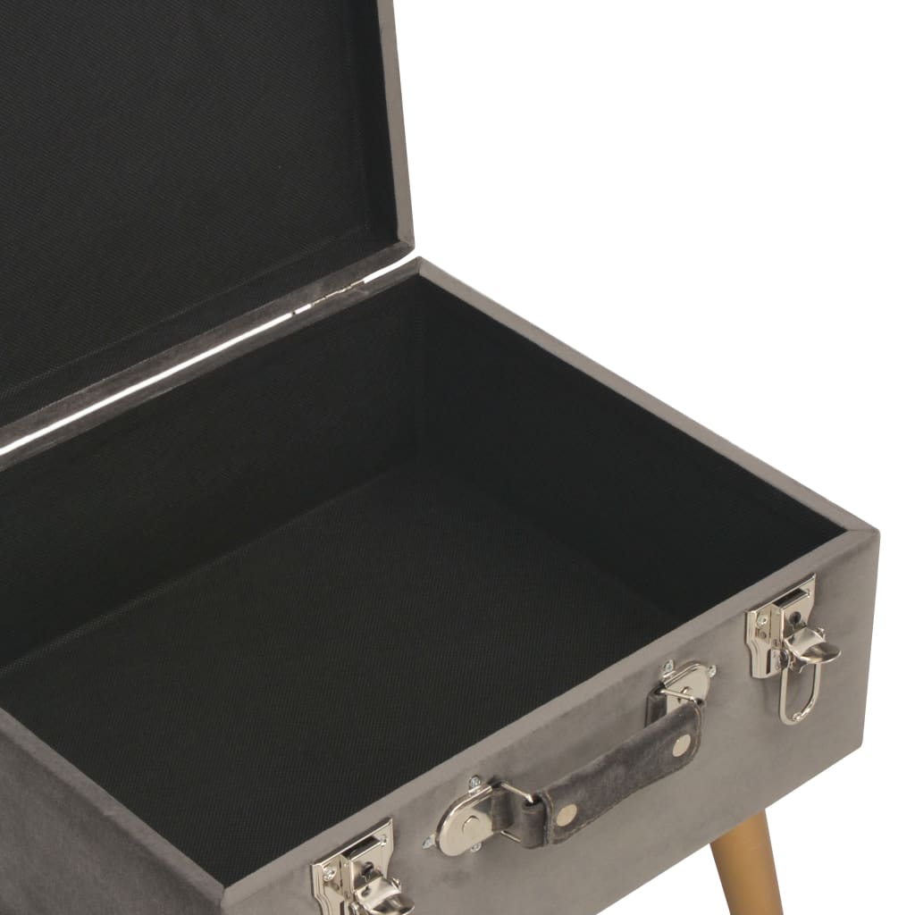 vidaXL Σκαμπό με Αποθηκευτικό Χώρο Γκρι 40 εκ. Βελούδινο