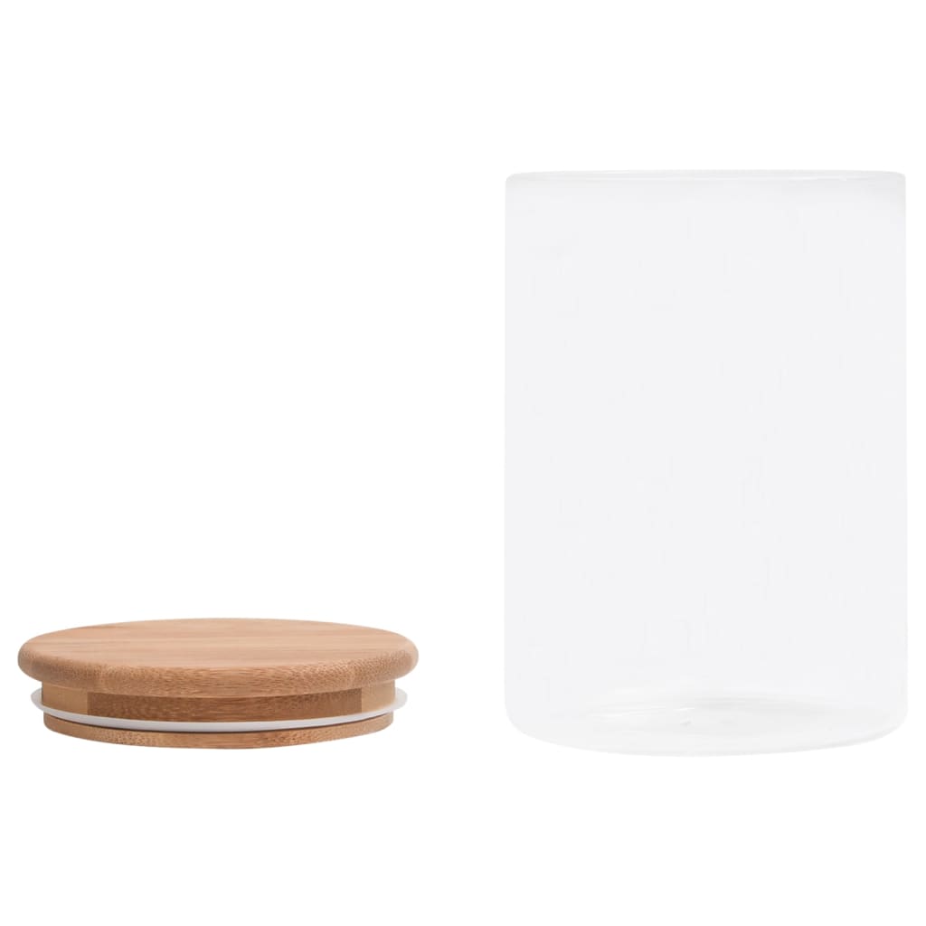 vidaXL Βάζα 4 τεμ. 800 ml Γυάλινα με Καπάκι από Μπαμπού