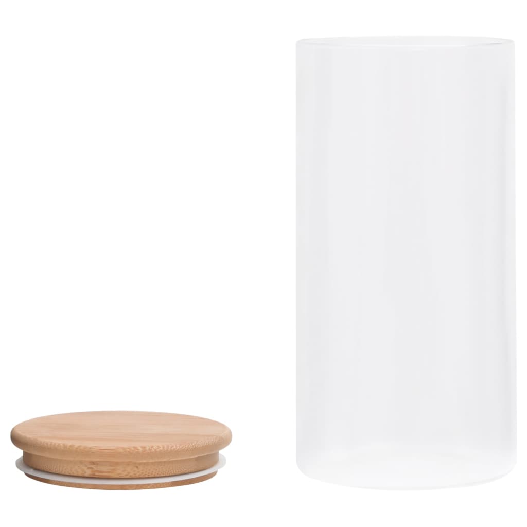 vidaXL Βάζα 4 τεμ. 1200 ml Γυάλινα με Καπάκι από Μπαμπού