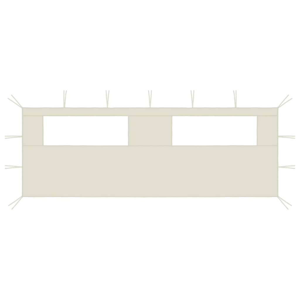 vidaXL Πλαϊνό Τοίχωμα για Κιόσκι με Παράθυρα Κρεμ 6 x 2 μ.