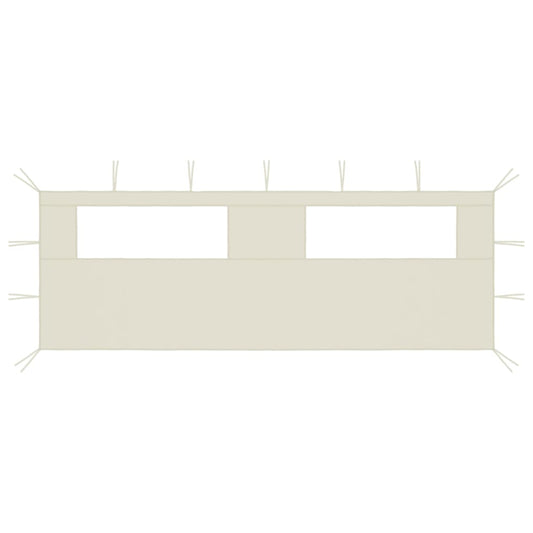 vidaXL Πλαϊνό Τοίχωμα για Κιόσκι με Παράθυρα Κρεμ 6 x 2 μ.