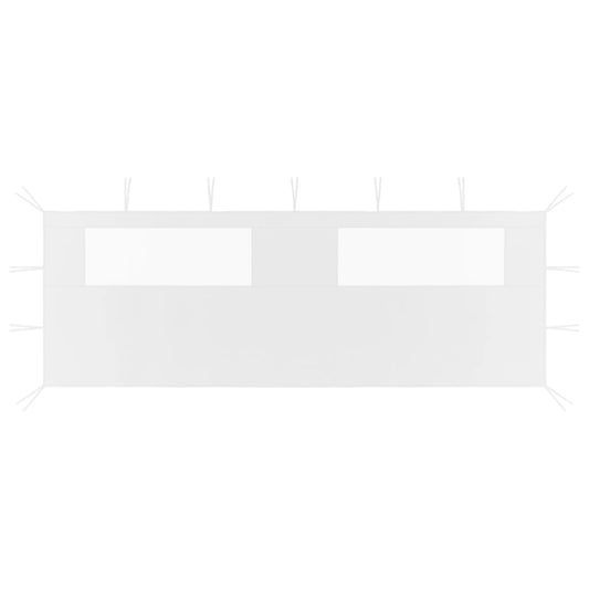 vidaXL Πλαϊνό Τοίχωμα για Κιόσκι με Παράθυρα Λευκό 6 x 2 μ.