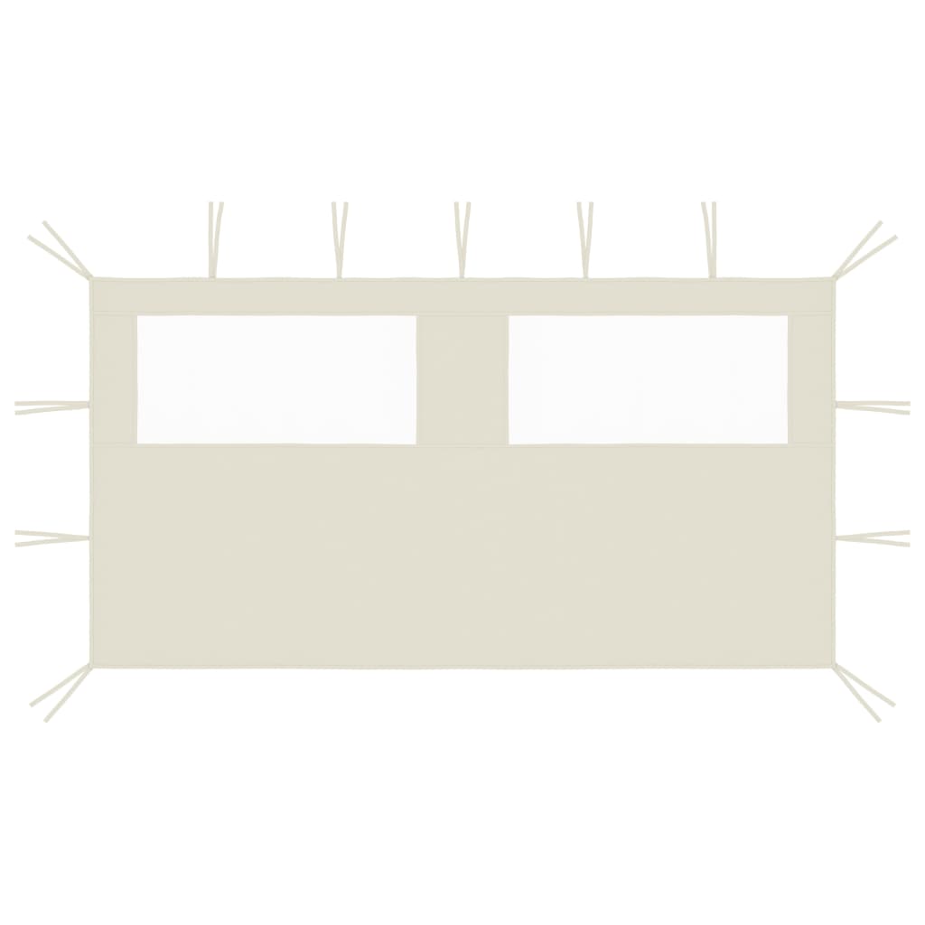 vidaXL Πλαϊνό Τοίχωμα για Κιόσκι με Παράθυρα Κρεμ 4 x 2 μ.