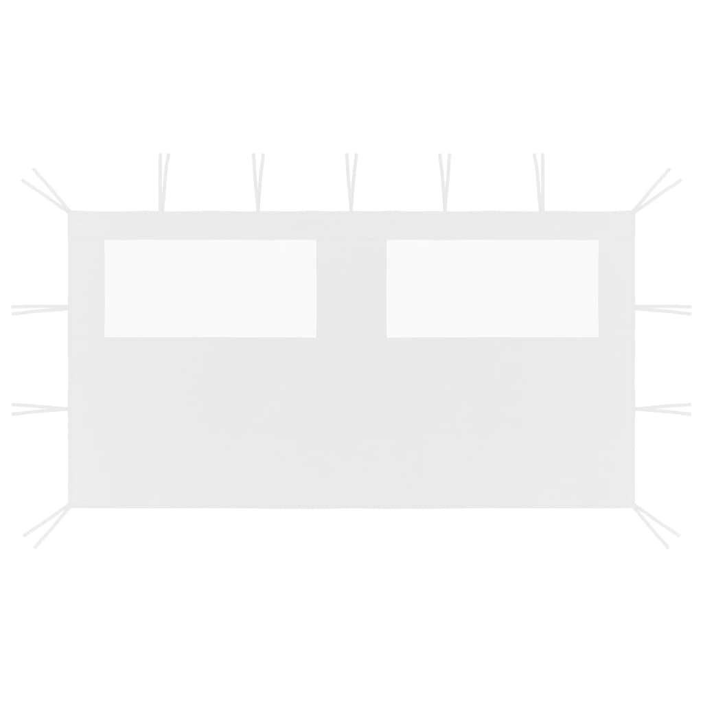 vidaXL Πλαϊνό Τοίχωμα για Κιόσκι με Παράθυρα Λευκό 4 x 2 μ.