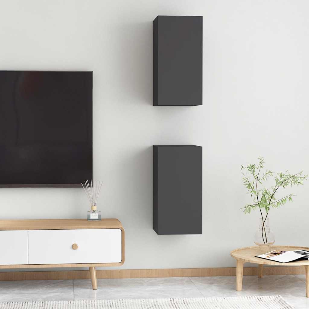 vidaXL Έπιπλα Τηλεόρασης 2 τεμ. Γκρι 30,5 x 30 x 60 εκ. Επεξ. Ξύλο