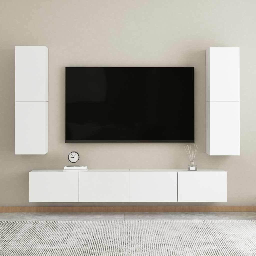 vidaXL Έπιπλο Τηλεόρασης Λευκό 30,5 x 30 x 110 εκ. από Επεξ. Ξύλο