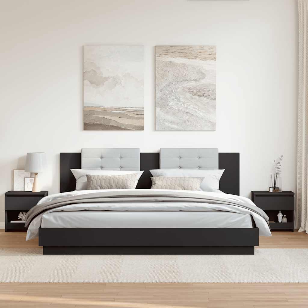 vidaXL Κομοδίνα 2 τεμ. Μαύρα 40 x 30 x 39 εκ. Επεξ. Ξύλο