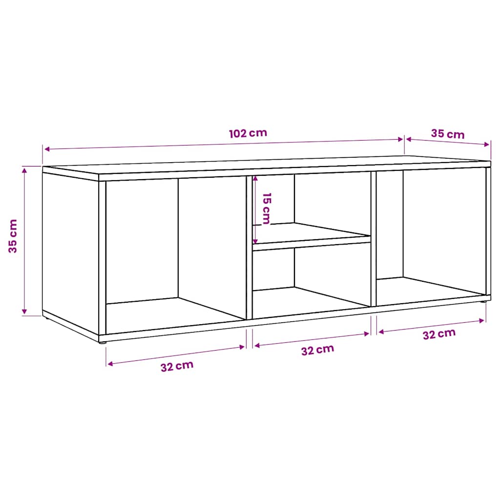 vidaXL Πάγκος Αποθήκ. Παπουτσιών Sonoma Δρυς 102x35x35 εκ. Επεξ. Ξύλο